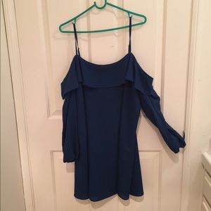 NWT! Urban Outfitters Navy Ruffle OTS Blouse!